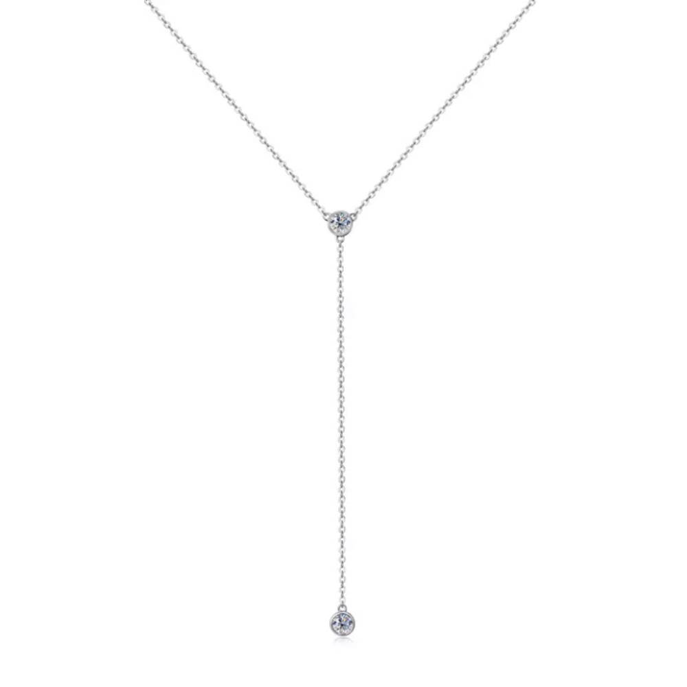 CERTIFIED 4mm Moissanite Solid Sterling silver Necklace New
